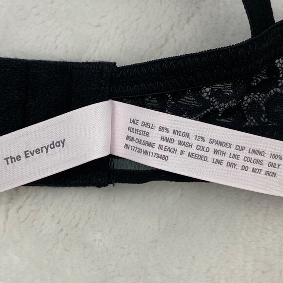 Auden The Everyday Black Lace Lightly Lined Demi T-Shirt Bra 34A 36A 38B 36C - Picture 7 of 7